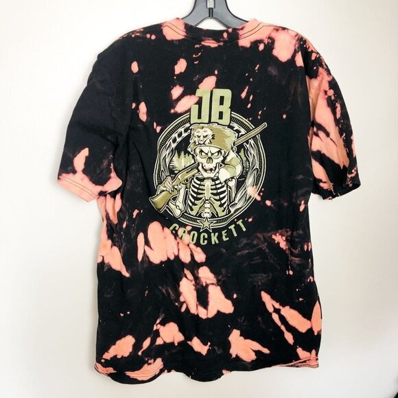 JB Crockett Tie Dye Skeleton Crewneck Graphic T shirt Mens XXL Black - Picture 1 of 6